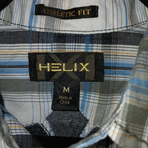 MENS HELIX AFFLICTION PLAID BUTTON DOWN, LONG SLEEVE, SIZE MEDIUM, ATHLETIC FIT - Picture 6 of 8